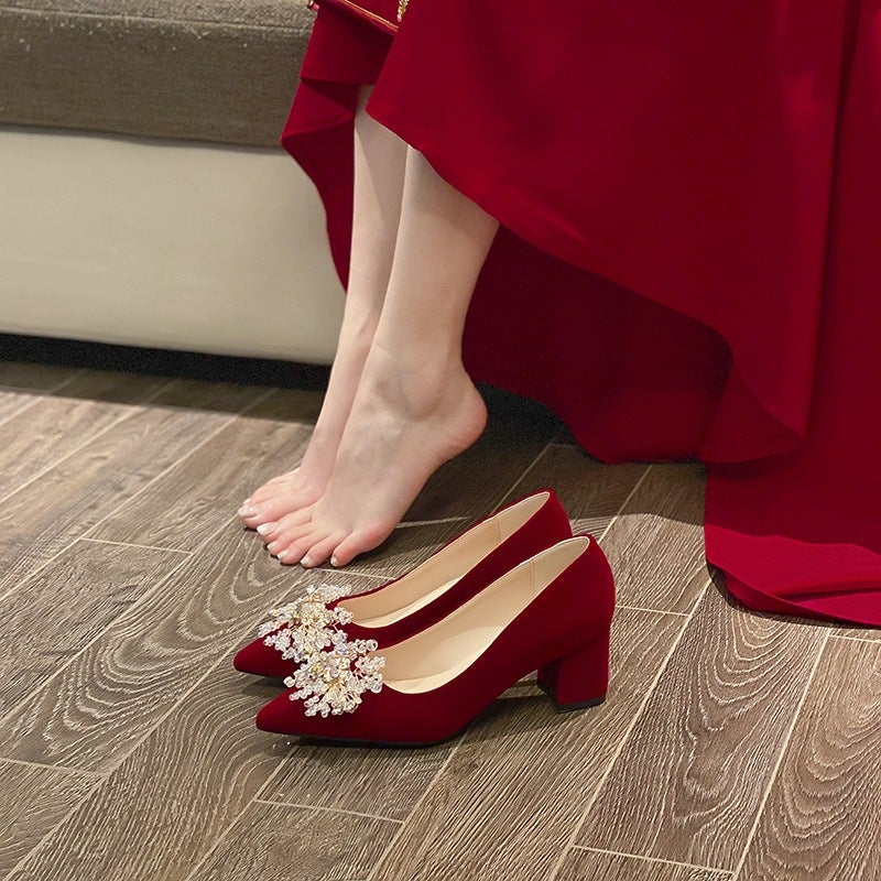 Women's Wedding High Heels with Block Heel - Image 2