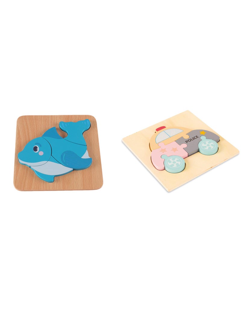 Bluejw 2 Piece Set Children's Wooden 3D Puzzle Toy - Image 1