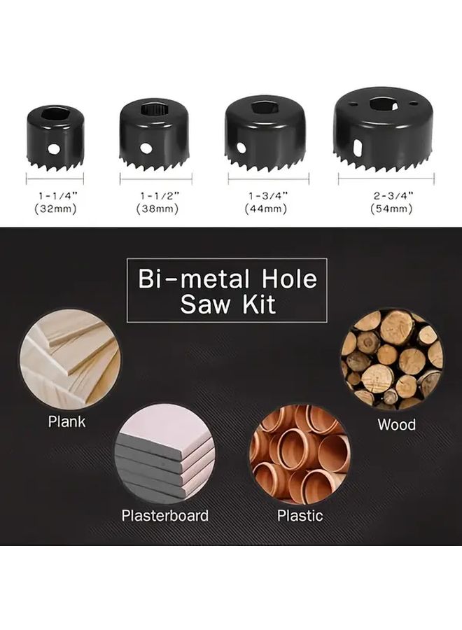 Heavy Duty Steel Hole Saw Set 6Pcs with Mandrel for Wood Plastic PVC Drywall Metal Cordless Drills DIY Construction Renovation - Image 4