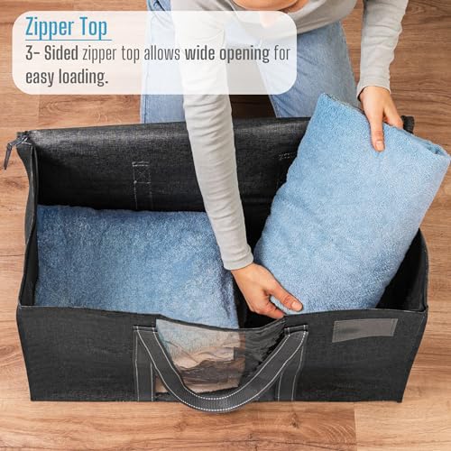 VENO 10 Pack Moving Bags with Clear Window, Heavy Duty Storage Bins with Lid, Around Handles, Tag, Zippers, Extra Large Totes Packing Moving Boxes Supplies for College Dorm Clothes (Dark Gray) - Image 5