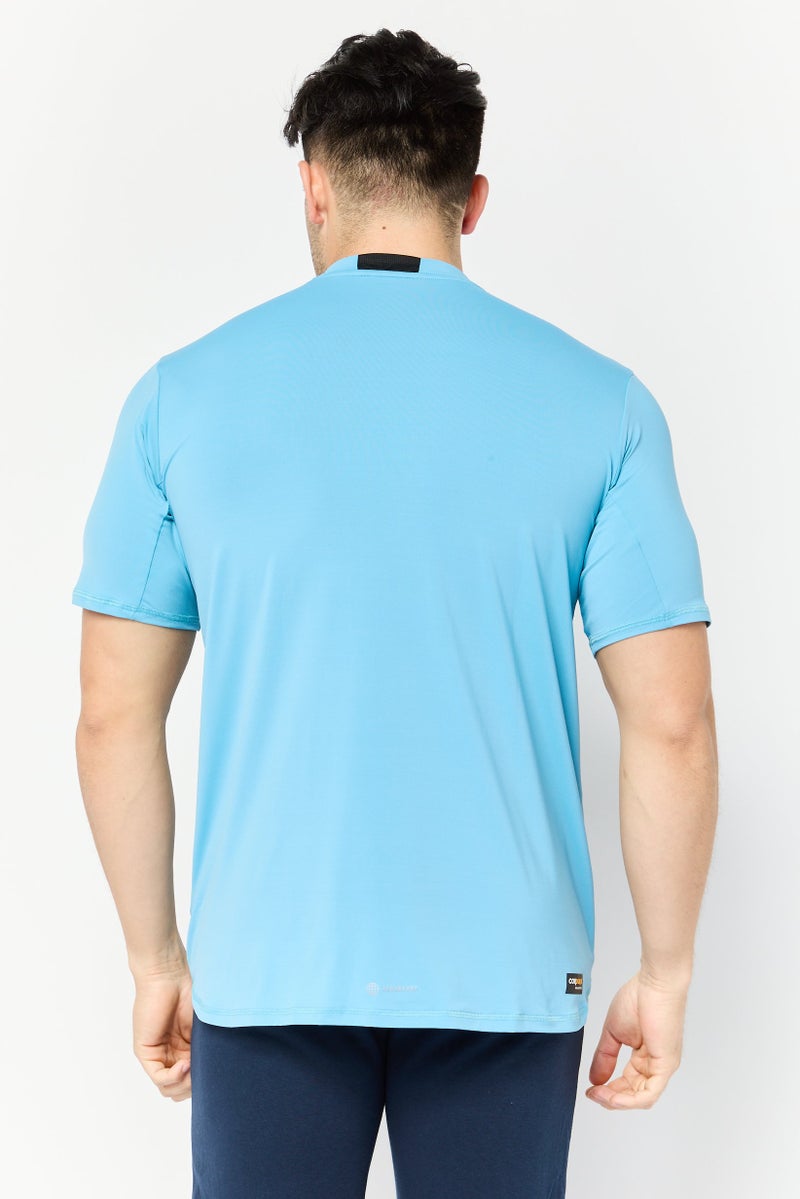 Adidas Men Sportswear Fit Short Sleeves Training T-Shirt, Turquoise - Image 4