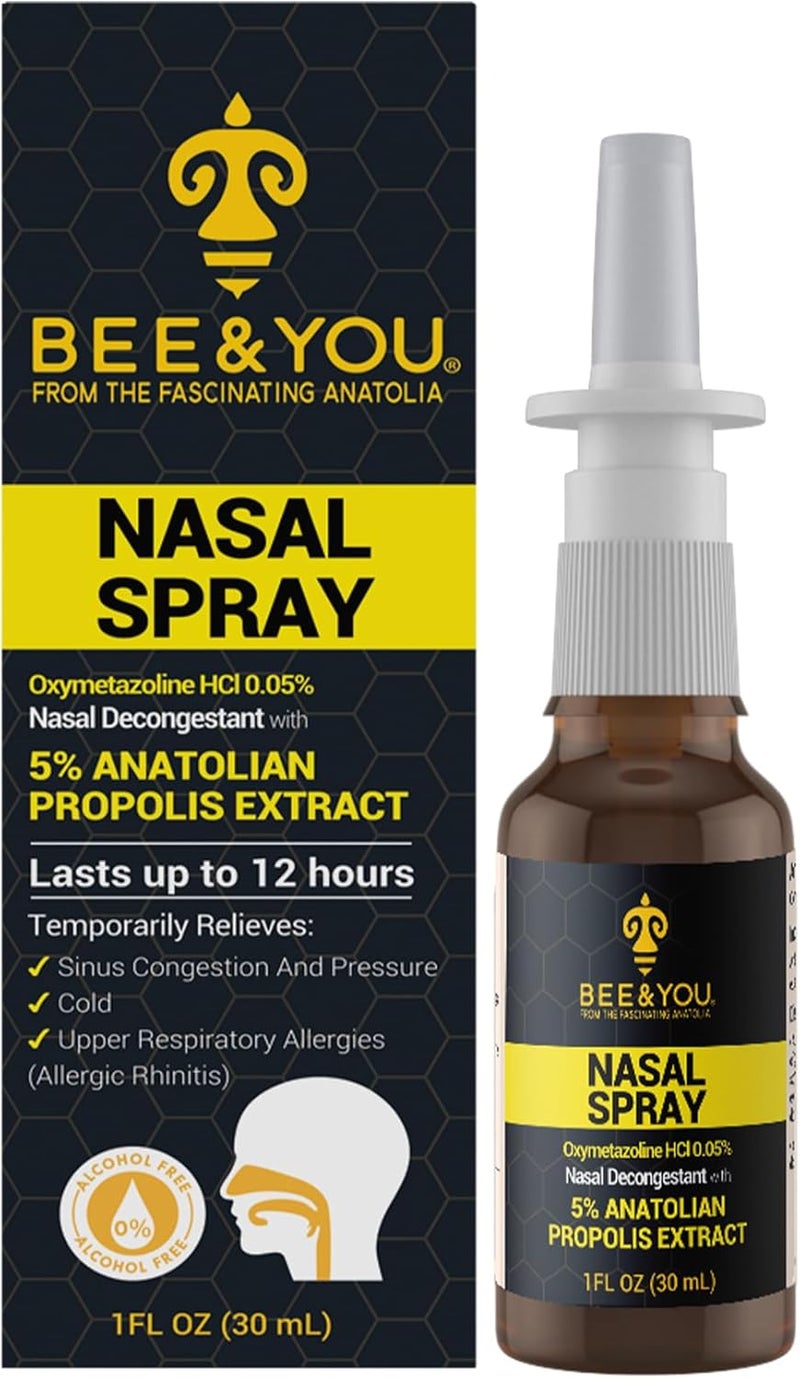 BEE & YOU BEE and You Propolis Nasal Spray, 100% Pure Propolis Extract, Sinus & Congestion Relief, Natural Decongestant, Allergy Support, Nasal Moisturizing Spray | 1 fl oz