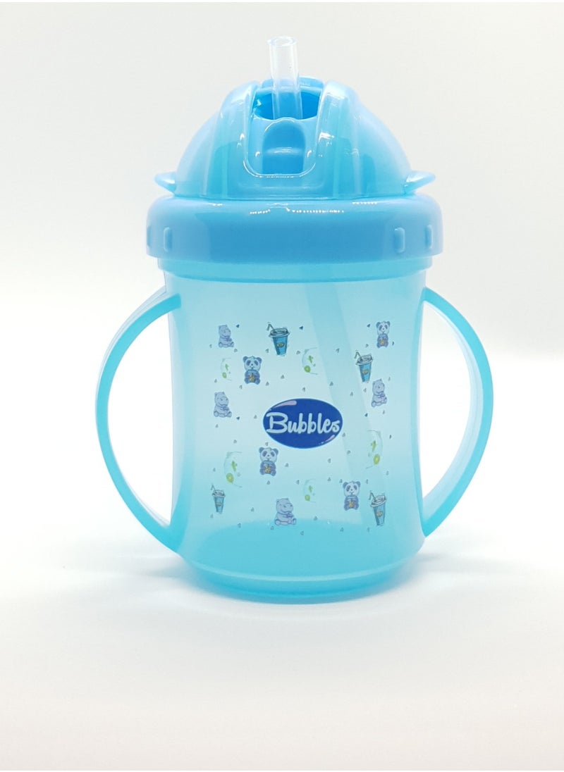 Bubbles Baby's Plastic Straw Cup with Hands - Blue  - Image 1