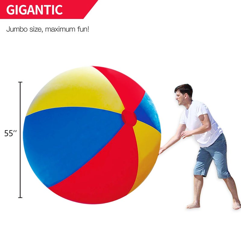 Novelty Place Giant Inflatable Beach Ball, Pool Toy for Kids & Adults - Jumbo Size 4.6 Feet (55 Inches) - Image 3
