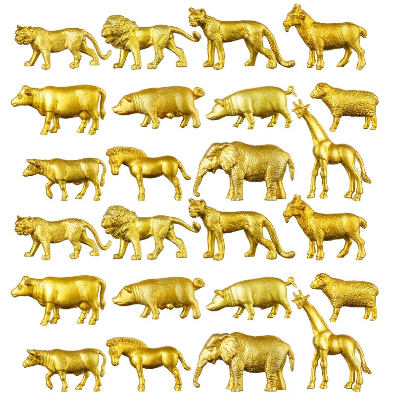 Deekin 24 Pcs Gold Plastic Animal Figurines Toys Zoo Safari Animals Figures Safari Figurines Decor Mini Jungle Cake Toppers for Themed Birthday Party - Image 2