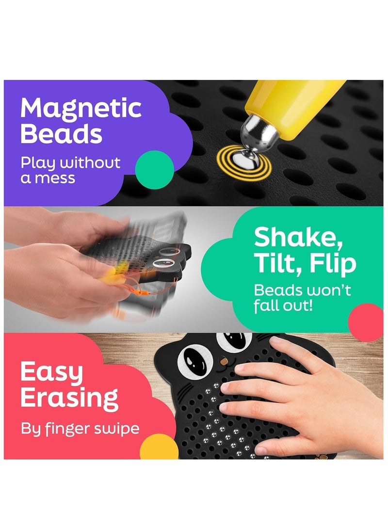 لياوسيسي لوحة الرسم المغناطيسية للأطفال مع قلم قلم وخرز مغناطيسي مغلق بالكامل حسي لطيف شكل بومة المغناطيس لوحة مغناطيسية لعبة الكمبيوتر اللوحي كهدية عيد ميلاد أنشطة السفر على الطريق أساسيات تنمية الدماغ للأطفال الصغار الأولاد والبنات - Image 3