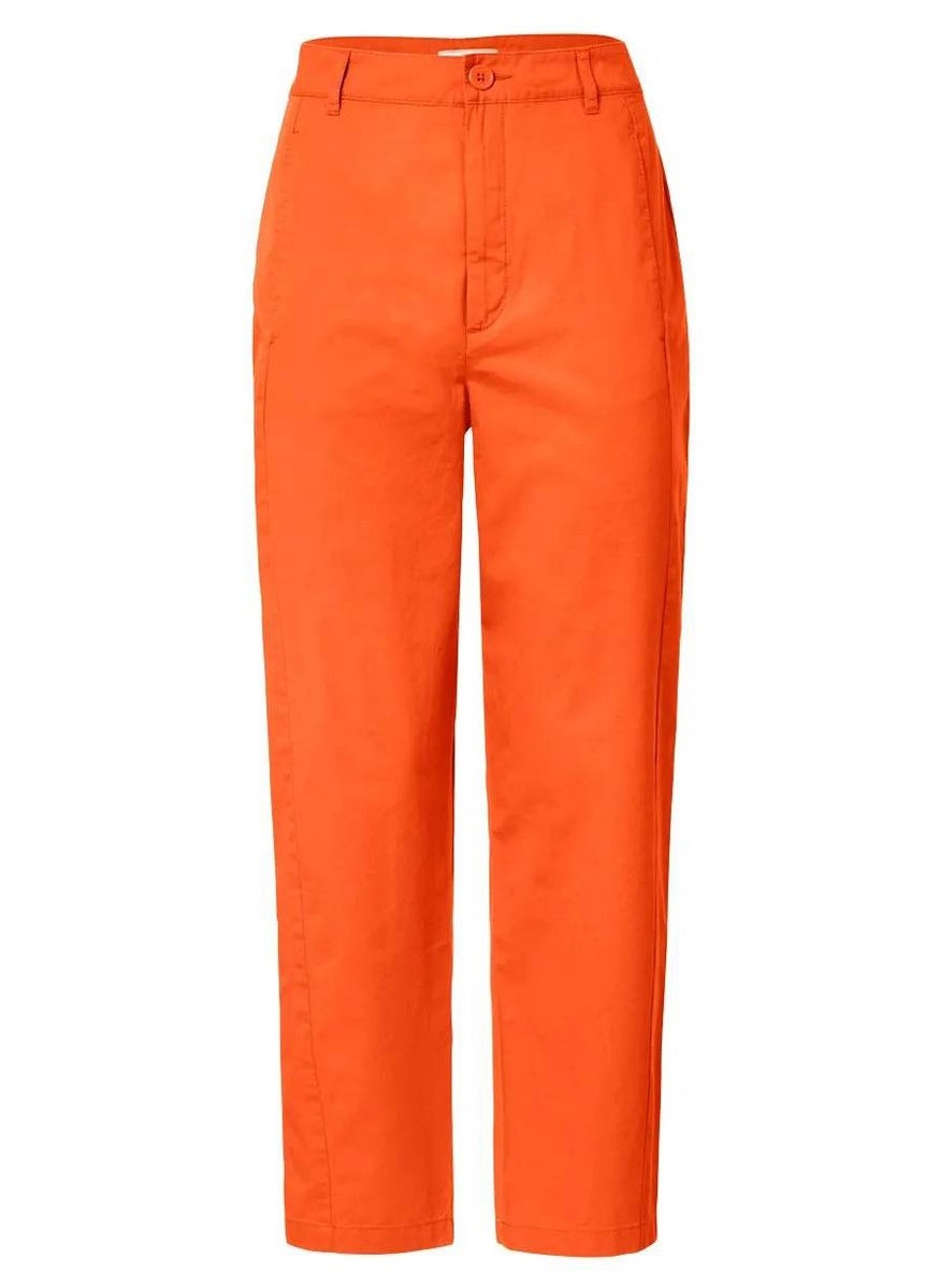 Tchibo Women Regular Fit Solid Woven Pants, Orange  - Image 2