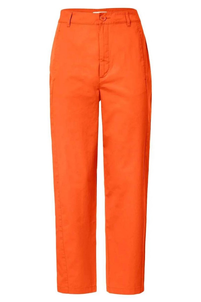 Tchibo Women Regular Fit Solid Woven Pants, Orange - Image 2