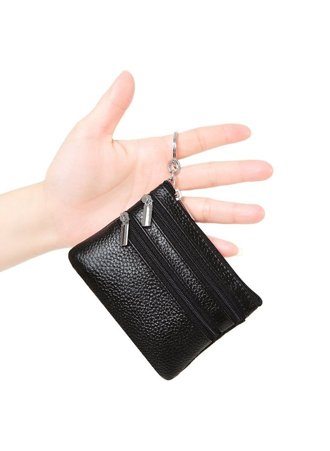 Women Ladies Genuine Leather Small Coin Card Key Ring Wallet Pouch Mini Purse  - Image 5