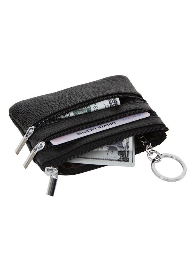 Women Ladies Genuine Leather Small Coin Card Key Ring Wallet Pouch Mini Purse  - Image 2