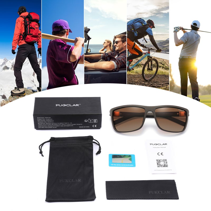 بوكيلار نظارات شمسية قطبية PUKCLAR للرجال خفيفة الوزن إطار TR90 حماية UV400 نظارات شمسية مربعة - Image 5