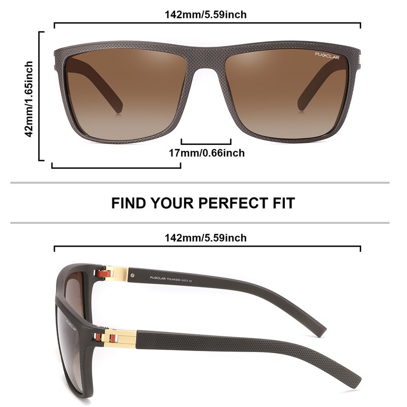 بوكيلار نظارات شمسية قطبية PUKCLAR للرجال خفيفة الوزن إطار TR90 حماية UV400 نظارات شمسية مربعة - Image 2