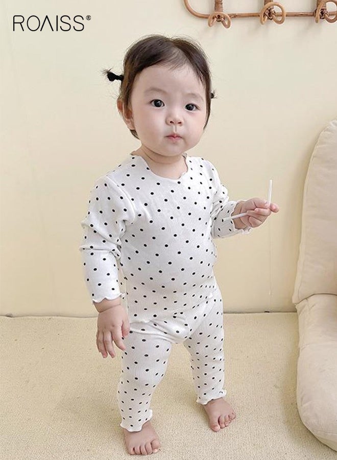 roaiss 2PCS Baby Girls Pajamas Set, Polka Dot Pjs Set with Long Sleeve Top and Elastic Waist Pants, Breathable Sleepwear for Little Girls - Image 3
