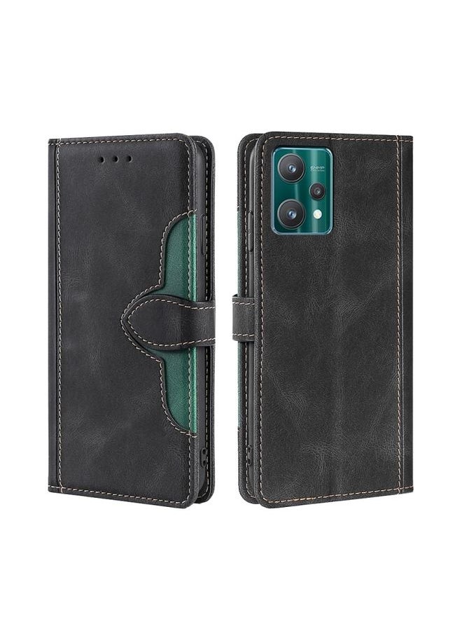 HuHa Case Cover For Realme 9 Pro Skin Feel Straw Hat Magnetic Buckle Leather Phone Case Black 