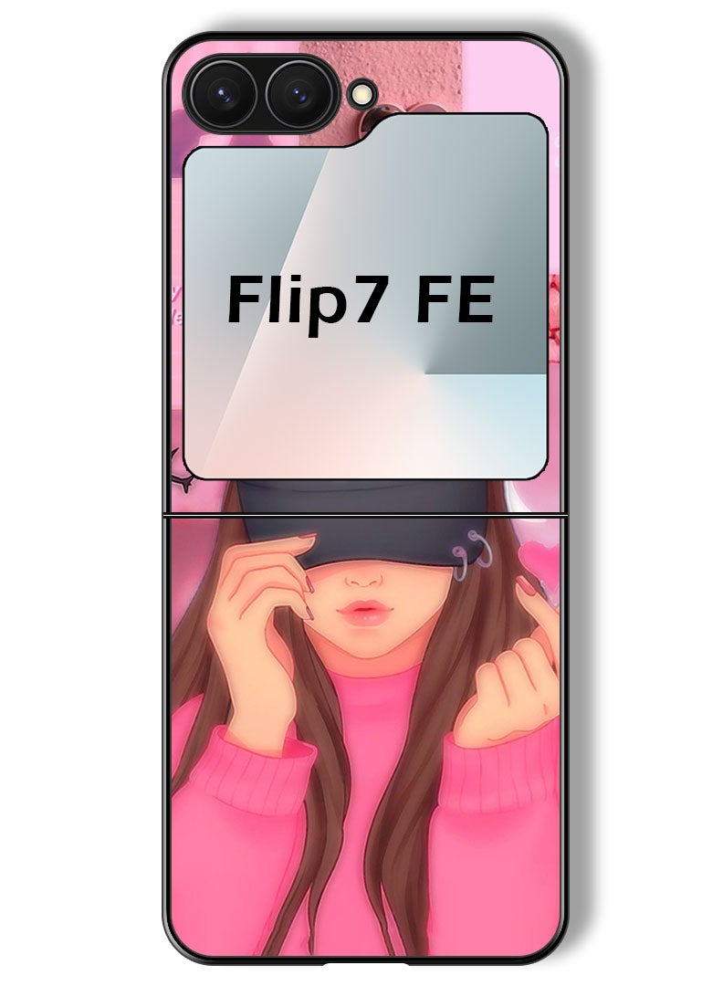 Theodor Case Compatible with Samsung Galaxy Z Flip 7 FE 6.7 Inch Protection Shockproof Bumper Cover Girl BTS Cap Snap - Image 1