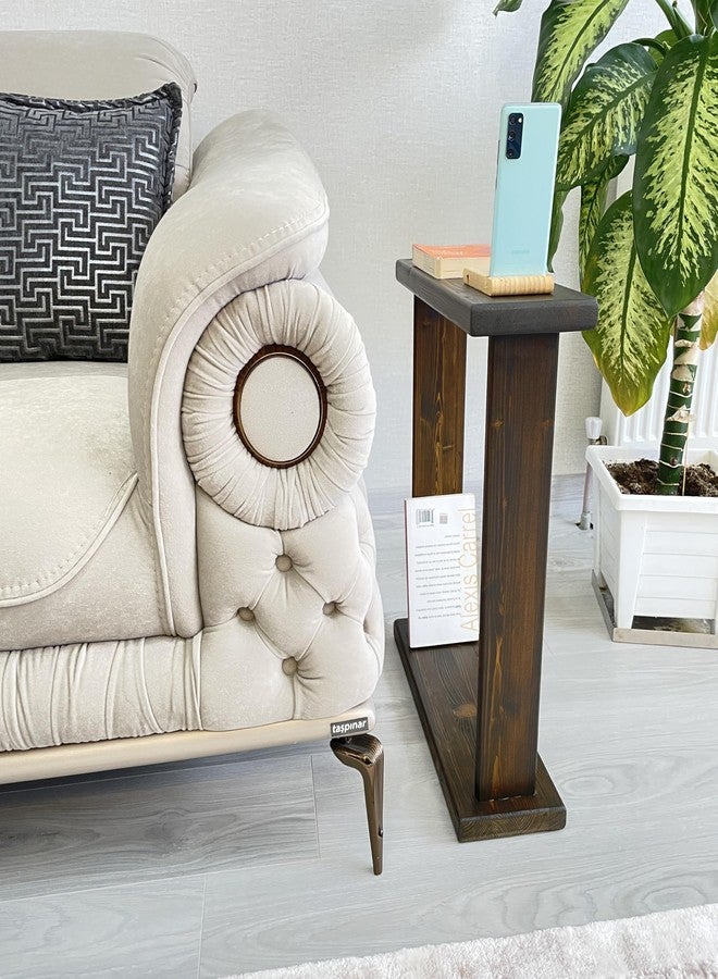Furpinea Very Narrow Side Table for Small Apartment Space Between Chairs, Skinny Table for Recliner, Couch, Armchair, Thin Slim End Table for Living Room, Bedroom,Drinks (Walnut) - Image 4