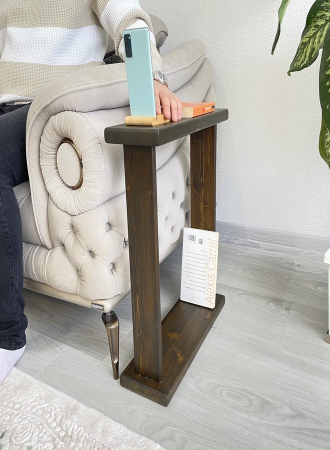 Furpinea Very Narrow Side Table for Small Apartment Space Between Chairs, Skinny Table for Recliner, Couch, Armchair, Thin Slim End Table for Living Room, Bedroom,Drinks (Walnut) - Image 1