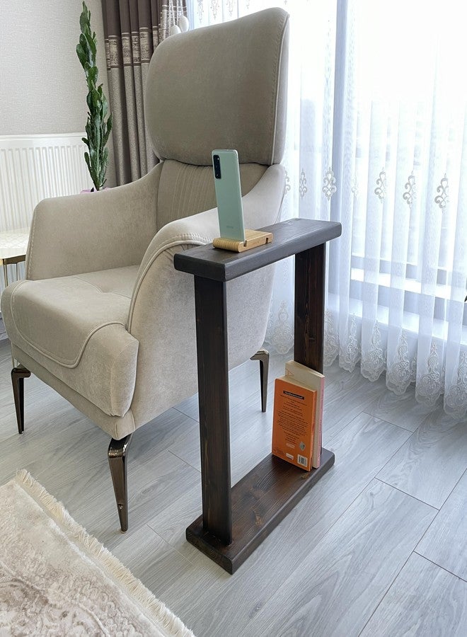 Furpinea Very Narrow Side Table for Small Apartment Space Between Chairs, Skinny Table for Recliner, Couch, Armchair, Thin Slim End Table for Living Room, Bedroom,Drinks (Walnut) - Image 2