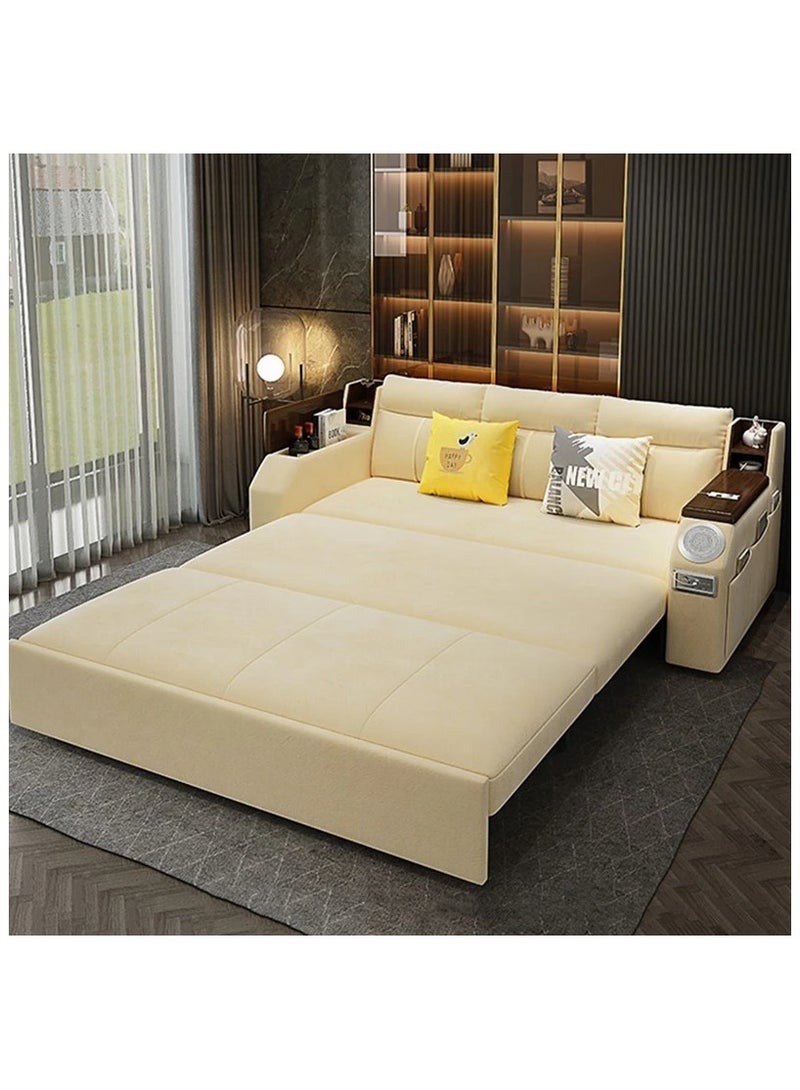AWD Modern Extendable 2 in 1 Sofa Bed with Side Pockets, Daybed with Bottom and Side Storage, USB Ports, Bluetooth, Speaker. Sofa Bed for Living Room Bedroom Small Spaces Home Furniture. - Image 2