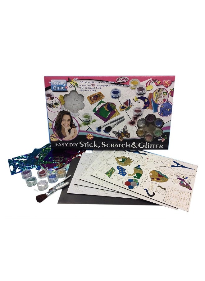 Totally Girlie Totally Girlie Stick, Scratch & Glitter DIY Playset  - Image 1