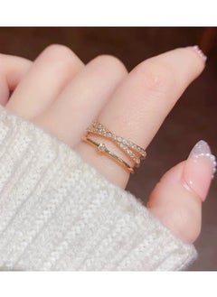 Generic Rings for Girls ,Women's Ring Eternity Ring Jewellery Birthday Gift Suitable for Family, Friends, Classmates Adjustable Size (Gold)  - Image 4