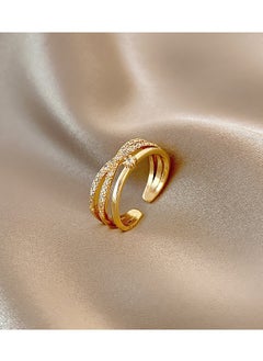 Generic Rings for Girls ,Women's Ring Eternity Ring Jewellery Birthday Gift Suitable for Family, Friends, Classmates Adjustable Size (Gold)  - Image 3