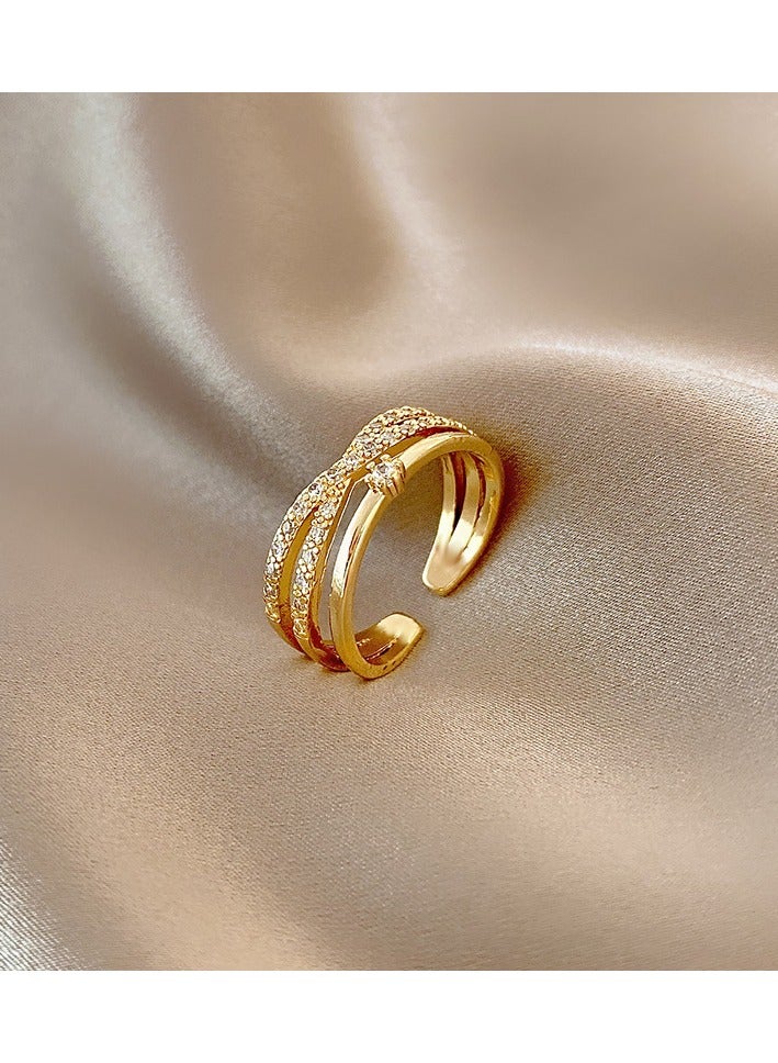 Rings for Girls ,Women's Ring Eternity Ring Jewellery Birthday Gift Suitable for Family, Friends, Classmates Adjustable Size (Gold) - Image 3