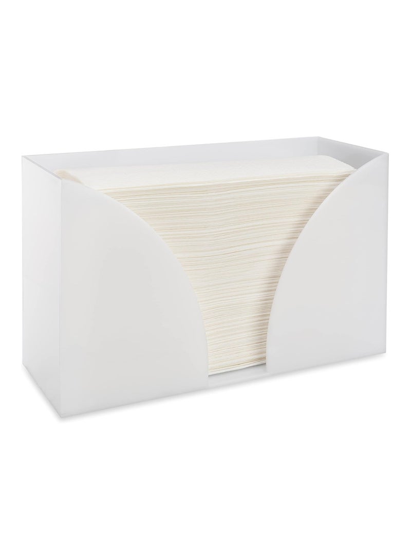 TPGP Countertop Paper Towel Holder Dispenser - White Acrylic Storage Holder for Kitchen or Bathroom Use for Multifold, C Fold, Trifold, Z Fold Hand Towel Napkins - Commercial or Home Use  - Image 1