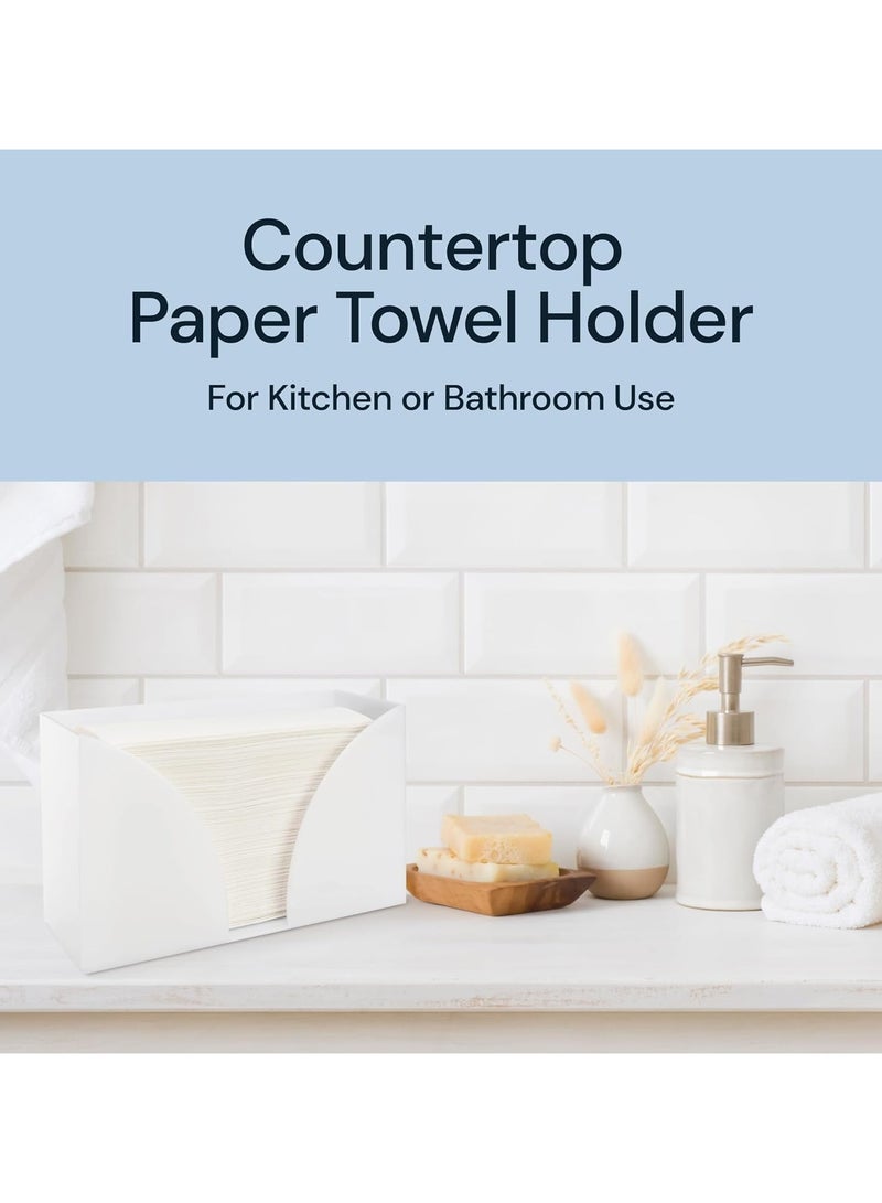 TPGP Countertop Paper Towel Holder Dispenser - White Acrylic Storage Holder for Kitchen or Bathroom Use for Multifold, C Fold, Trifold, Z Fold Hand Towel Napkins - Commercial or Home Use  - Image 2
