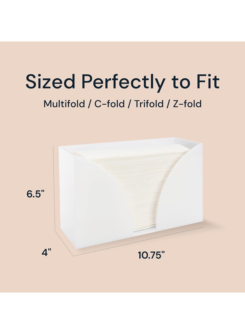 TPGP Countertop Paper Towel Holder Dispenser - White Acrylic Storage Holder for Kitchen or Bathroom Use for Multifold, C Fold, Trifold, Z Fold Hand Towel Napkins - Commercial or Home Use  - Image 3