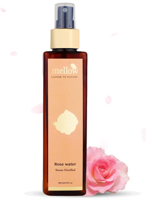 Mellow Rose Water Gulab Jal For Cleansing Toning Facial Mist Spray Made through Steam Distillation 200 ml