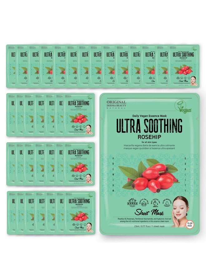 innerest Original Derma Beauty Collagen Face Masks 36 Pk Vegan Ultra Soothing Rosehip Face Mask Skin Care Sheet Masks Set For Beauty & Personal Care Korean Face Mask - Image 1