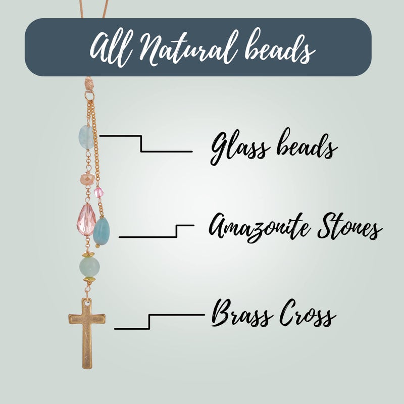 Akitai Elegant Cross for Car Mirror - Sun Catcher Rearview Mirror Charm, Transforms Sunlight and Diffuses Colors and Energy Throughout The Car - Pastel Crystals - Image 4