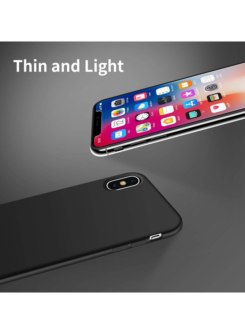 Compatible with iPhone X/Xs Case 5.8 Inch Slim Liquid Silicone 4 Layers Soft Gel Rubber Shockproof Protective Phone Case with Anti Scratch Microfiber Lining (Black) - Image 2