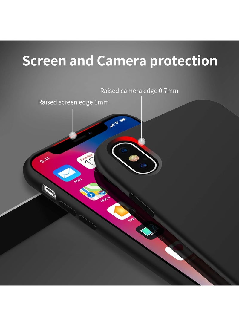 Compatible with iPhone X/Xs Case 5.8 Inch Slim Liquid Silicone 4 Layers Soft Gel Rubber Shockproof Protective Phone Case with Anti Scratch Microfiber Lining (Black) - Image 5