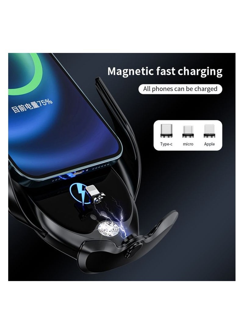 AC Vent Phone Holder Smart Sensor Car Wireless Charger 15W For All Mobiles With Connectors Sensor Open Automatic Locking Holder V56 - Image 2