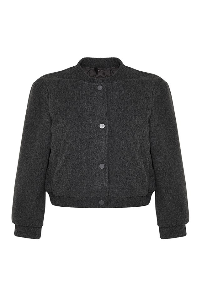 trendyol Anthracite Stamp Bomber Jacket Coat TWOAW25MO00070  - Image 5