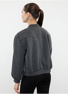 trendyol Anthracite Stamp Bomber Jacket Coat TWOAW25MO00070  - Image 4