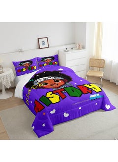 Erosebridal Erosebridal I Am Black History Twin Comforter Set Black Boy Bedding American African Boy Bed Comforter 2 Pieces, Cute Black Afro Boy Quilt for Kids Melanin Kawaii Room Decor  - Image 4