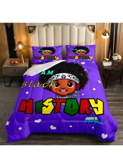 Erosebridal Erosebridal I Am Black History Twin Comforter Set Black Boy Bedding American African Boy Bed Comforter 2 Pieces, Cute Black Afro Boy Quilt for Kids Melanin Kawaii Room Decor  - Image 1