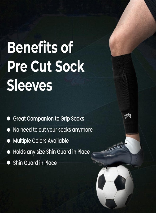 MediCaptain Pre Cut Soccer Sock Sleeves, Companion for Soccer Grip Socks, Securely Holds Shin Guards, Compression Leg Warmer (US, Alpha, One Size, Regular, Regular, Black) - Image 4