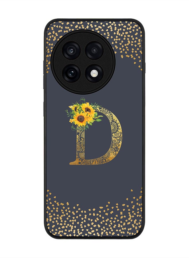 Stylizedd For OnePlus 13R / Ace 5 Pro Case,Slim fit Camera Protection, Shockproof Thin Phone cover  - Custom Floral Monogram - D  (Grey )
