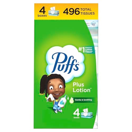Puffs Plus Lotion Facial Tissues 4 Family Boxes 124 tissues per box - Image 2