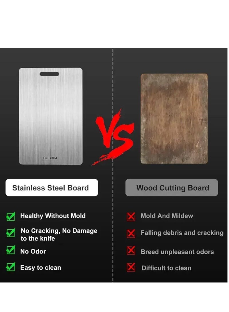 LIVVY Stainless Steel Cutting Board – Titanium Chopping Board for Kitchen – SUS 304 Large Meat Chopper with Handle & Scale – Dishwasher Safe, Double-Sided, Food-Grade, Smooth Surface for Easy Cleaning - Image 2