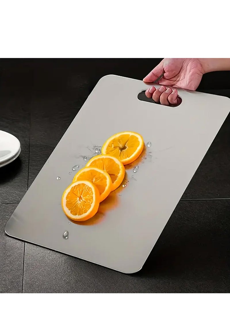 LIVVY Stainless Steel Cutting Board – Titanium Chopping Board for Kitchen – SUS 304 Large Meat Chopper with Handle & Scale – Dishwasher Safe, Double-Sided, Food-Grade, Smooth Surface for Easy Cleaning - Image 5