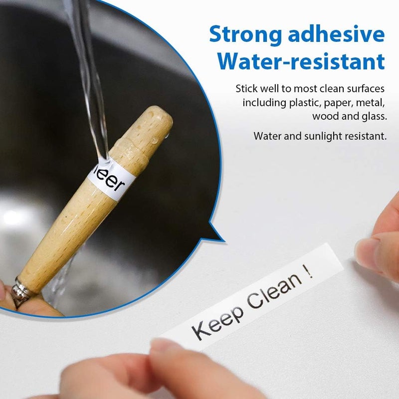 لايبل كينجدوم عبوة من 6 قطع من شريط ملصقات D1 أسود على أبيض، مقاس 12 مم، بديل لطابعة ملصقات Dymo 45013 S0720530، متوافقة مع آلات Dymo Labelmanager Labelwriter - Image 4