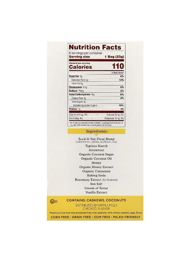 Simple Mills Simple Mills, Seed & Nut Flour, Sweet Thins®, Honey Cinnamon, 8 Packs, 0.8 oz (23 g) Each  - Image 2