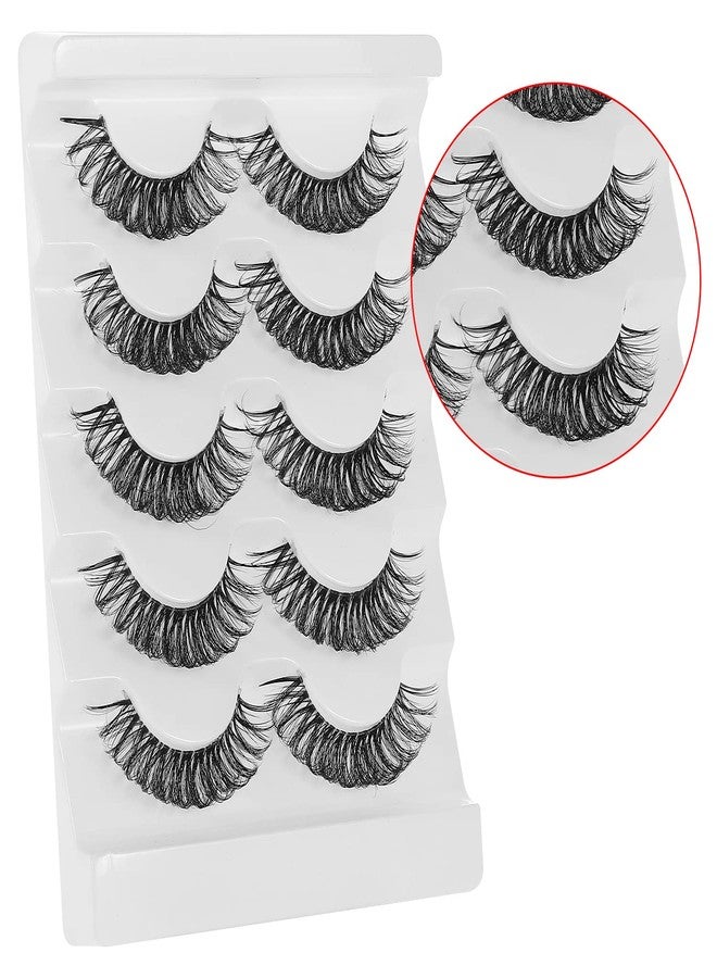 DSLONG Cat Eye Lashes Looks Like Eyelash Extensions, Russian Strip Lashes Clear Band Natural Look Wispy Lashes, D Curl Volume Cross Multi layered Invisible Band Eyelashes (01B) - Image 5