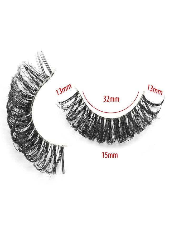 DSLONG Cat Eye Lashes Looks Like Eyelash Extensions, Russian Strip Lashes Clear Band Natural Look Wispy Lashes, D Curl Volume Cross Multi layered Invisible Band Eyelashes (01B) - Image 4