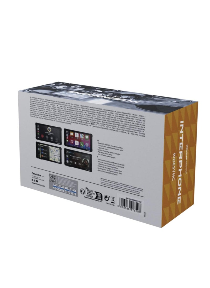 INTERPHONE - Interphone QUIKLOX - CARPLAY Motorcycle Display - Android with Handlebar Mount, Can be used with Quiklox Car and Motorcycle Mounts - Image 1